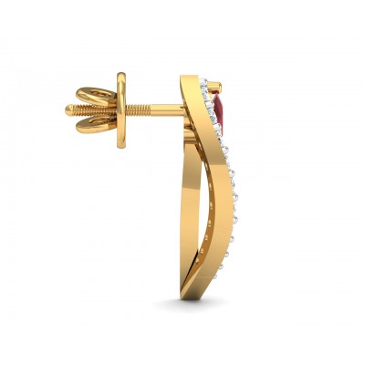 Tory Ruby & Diamond Earring in Gold